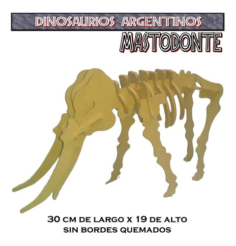 Imagen 1 de 3 de Mastodonte Dinosaurios Argentinos Rompecabezas 3d Madera Mdf