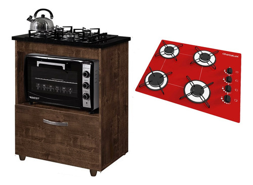 Kit Balcão Cooktop 1 Porta Br C/fogão Cooktop 4 Bocas