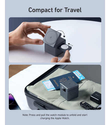 Soporte Cargador Magsafe 3 En 1, Carga Rápida 15w