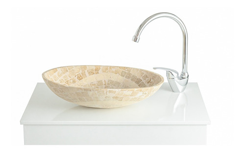 Imagen 4 de 10 de Combo Vanitory Laqueado 60cm Bacha Travertino Cisne
