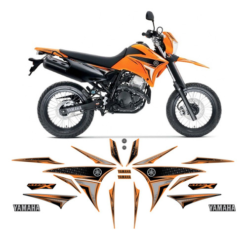 Kit Completo Adesivos Faixa Yamaha Xtz 250x 2010 Laranja