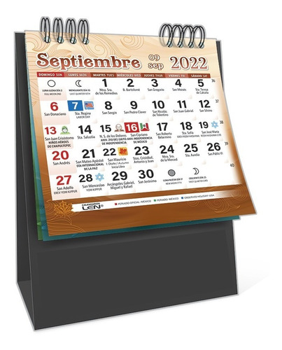 Imagen 2 de 2 de Calendario De Escritorio 2022, Base Vinil Negra, Wire-o