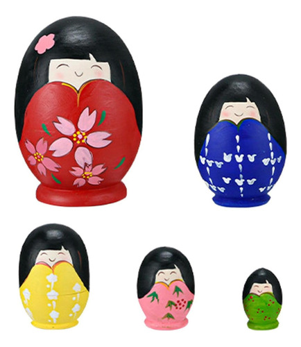 5 Piece Wooden Russian Matryoshka Dolls Cute Dolls