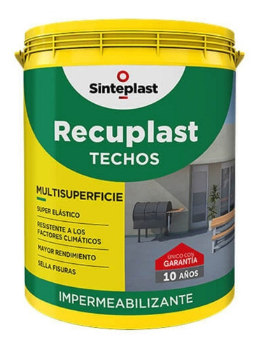 Pintura Impermeable Techos Recuplast 4lt 10 Años De Garantia