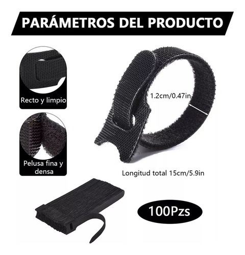 100 Pzs Cincho Suja Cables, Brida Con Velcro Reutlizabl