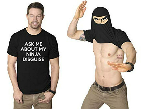 Mens Ask Me About My Ninja Disguise Flip T Shirt Funny Costu