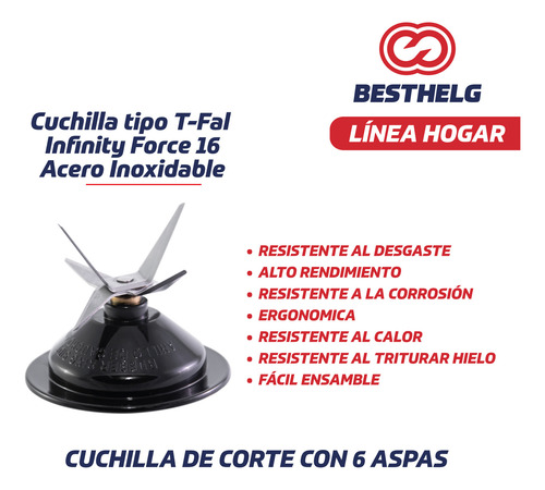 Cuchilla T-fal Infinity Force 16 Acero Inox. Besthelg 6 Aspa