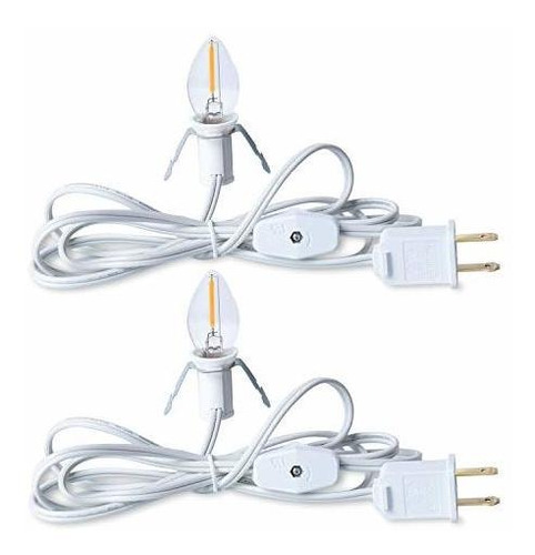 Cable De Extension Con Bombilla Led Color Blanco 2 Piezas