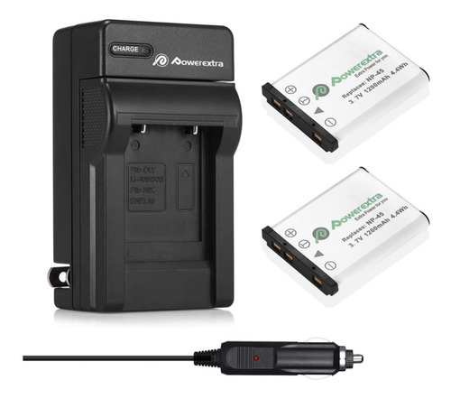Cargador +2 Baterias Powerextra Np-45 Para Fujifilm Instax 