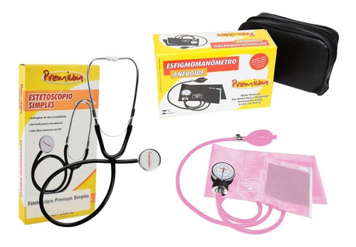 Estetoscópio Simples E Esfigmomanômetro Rosa Premium