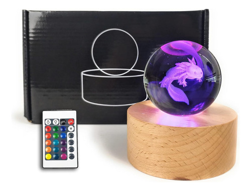 Luz Nocturna De Bola De Cristal Axolotl 3d, Bola De Cristal