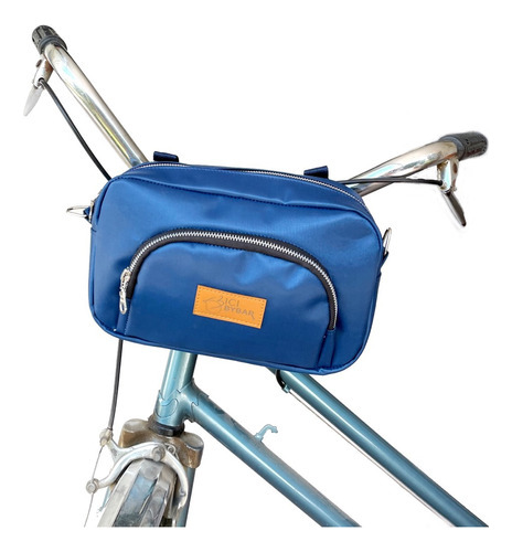 Cartera Para Bicicleta /azul Con Correa Rayada  