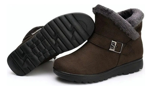 Botas De Neve Femininas Antiderrapantes Com Pelucia E Fivela