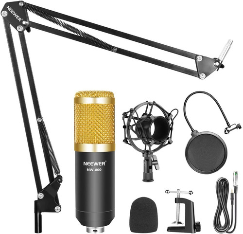 Imagen 1 de 5 de Combo Microfono Condensador Con Brazo Tijera Y Filtro Neewer