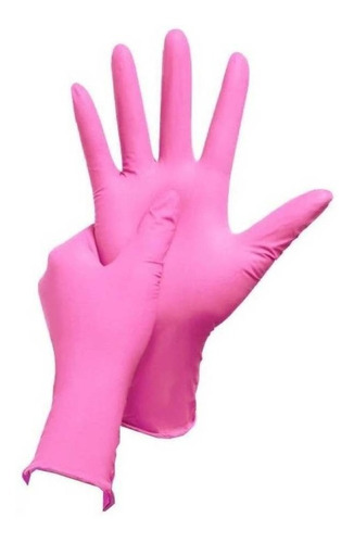 Guantes descartables Gatamo G4 color rosa talle M de nitrilo x 100 unidades