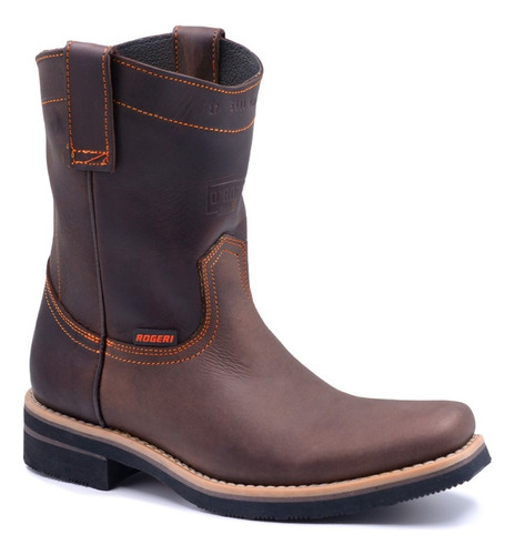 Bota De Piel Cafe Vaquera Rodeo Resistente Elegante Coni