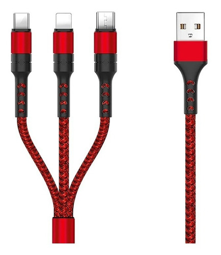 Cable Usb A Tipo C Ligthing Micro Usb 3en1  iPhone Samsung 