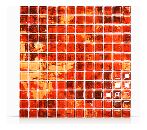 Malla 30x30 Mosaico Capri Rojo Vidrio Piu