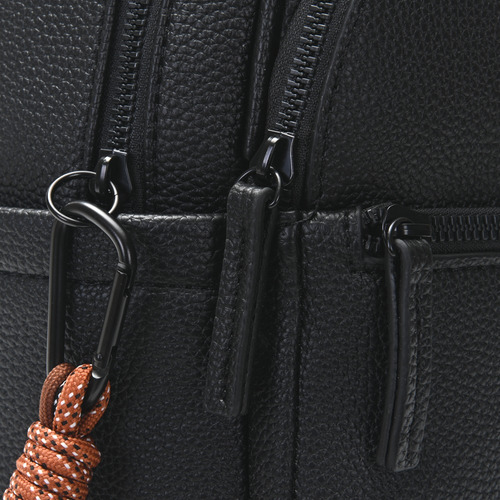 Mochila Skora Jet Con Llavero Extraíble Cierre Espalda Color Negro Diseño De La Tela Liso