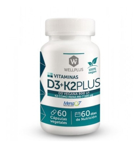 Wellplus Vitamina D3 + K2 Plus 60 Capsulas