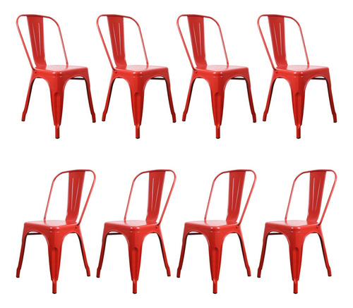 8 Cadeiras Tolix Industrial Aço Resistente Bar Restaurante Estrutura Da Cadeira Vermelho