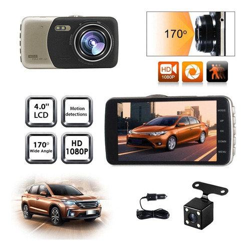 Cámara De Coche Dvr De 4 Pulgadas Con Doble Lente, Videocáma