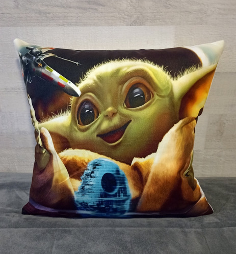 Funda Felpa De Baby Yoda Darth Vader Para Cojín 45x45 Cm