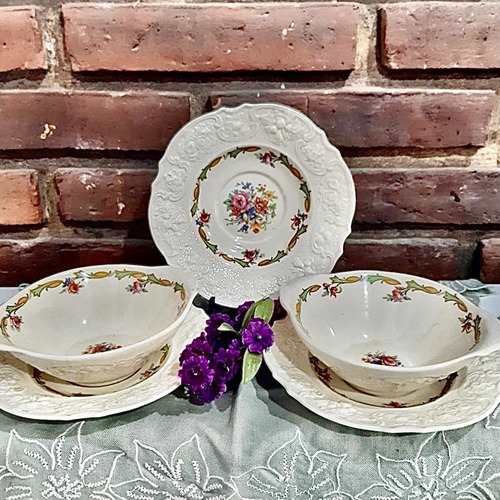 4 Platitos Y 8 Compoteras Loza Inglesa Crown Ducal Ware