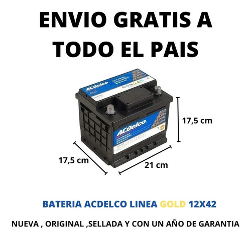 Imagen 2 de 10 de Bateria Auto 12x42 Envio Acdelco Gold Chevrolet Meriva 1.8