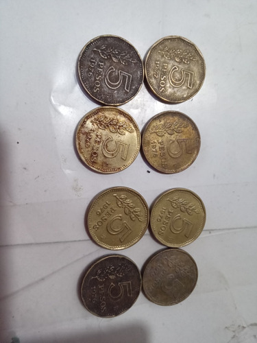 Lote De 8 Monedas De 5$.república Argentina 1976.