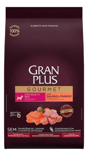Ração Seca GranPlus Gourmet Mini Cães Adultos Salmão e Frango 3kg