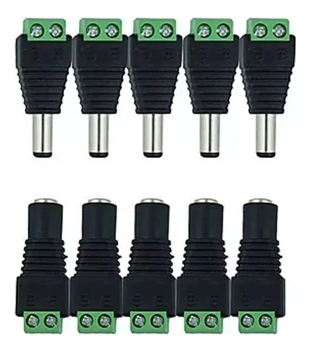 Pack X5 Par Conector Dc Hembra Y Macho De Poder Cámaras