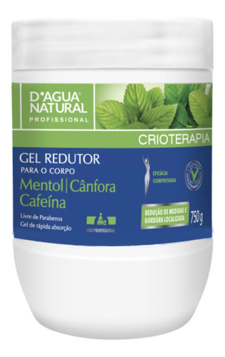 Gel Redutor Cafeina Crioterapia 750g Dagua Natural