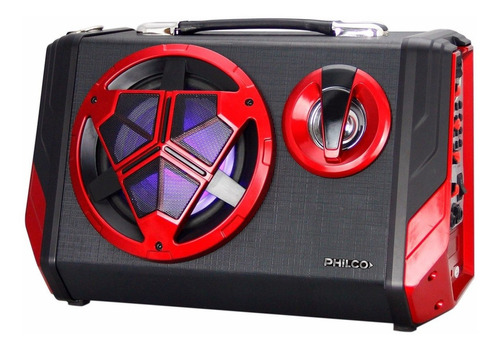 Parlante Philco DJ Speakers DJP20 portátil con bluetooth  negro y rojo 220V