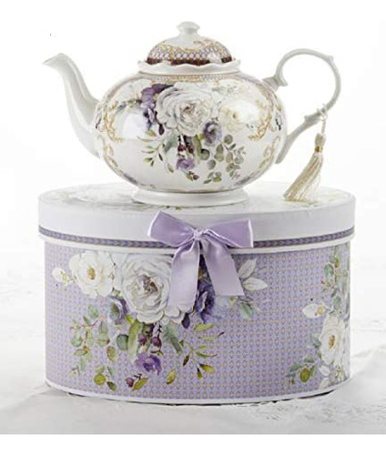 Tetera De Porcelana Delton Purple Elegance, 6 Pulgadas