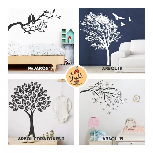 Vinilos Para Pared Decorativos Arboles Buhos Flores - $ 6.499