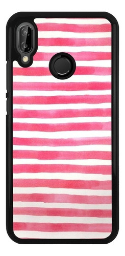 Funda Protector Para Huawei Rayas Rojas Blanco Lineas 