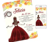 Comprar Tarjeta Invitación Cumple 15 Años  Whatsapp E Imprimible M1