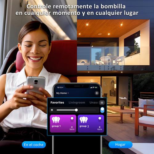 4 Focos Led Lapurete's Inteligentes Wifi Rgbcw Alexa Google 9w 800lm Música Voz Multicolor 2.4ghz E26 Smart Bulb Ajustable 2700-6500k Bluetooth Control De Android Ios Surplife/briturn App