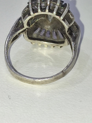 Anillo Antiguo De Plata Con Amatistas Cirte Baguet (Usado)