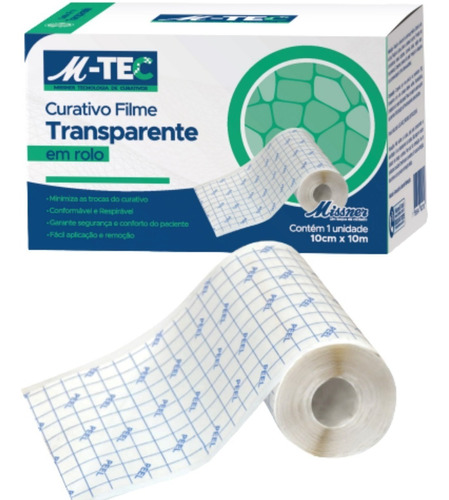 Curativo Transparente Filme Adesivo Em Rolo 10cmx10m Missner