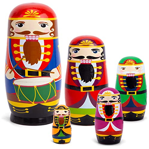 Amor Present Nutcracker Nesting Dolls, 5pcs Nutcracker Matry