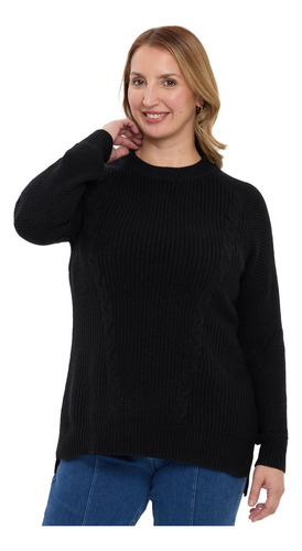 Sweater Mujer Calado Casual Negro Fashion's Park