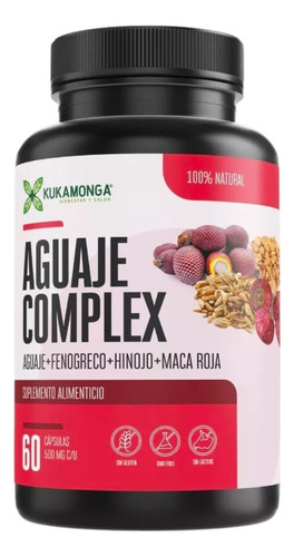 Aguaje + Fenogreco + Hinojo + Maca Roja Complex -60 Cápsulas Sabor Sin sabor