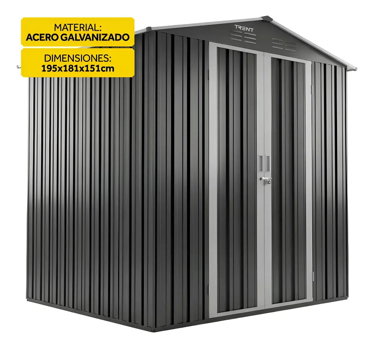 Casa De Almacenamiento Exterior Metálico Cobertizo Grande Lamina Galvanizada Trent 195x181x151cm Acero Anticorrosión Impermeable Resistente Casa Bodega Almacen Herramientas