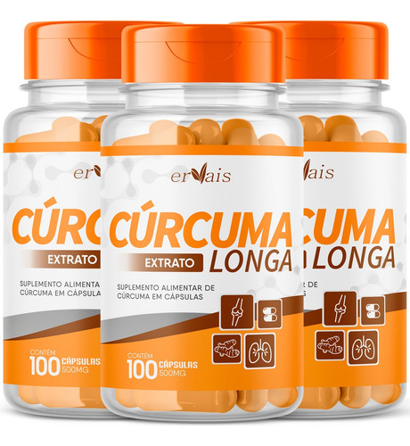 Extrato Curcuma Curcumina Longa 100% Pura Açafrão 3 Frascos Sabor N/A