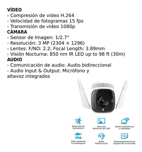 Imagen 5 de 8 de Camara De Seguridad Para Hogar Y Exterior Wifi Tapo C310 Tp-