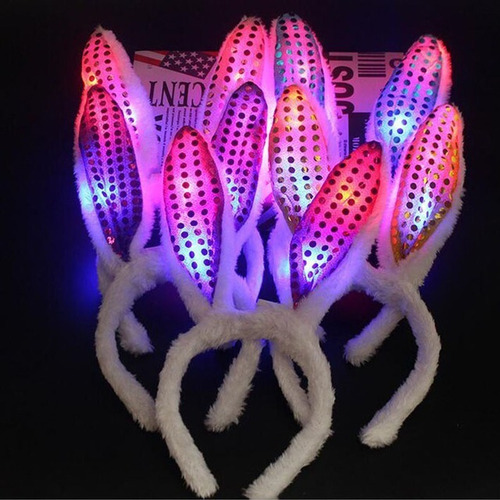 Imagen 2 de 10 de 5 Vinchas Conejita Led Pack Cotillon Luminoso Combo Fiesta