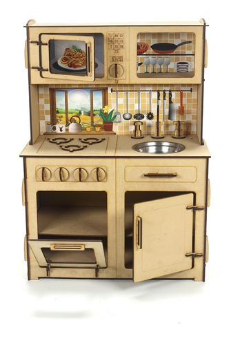 Cocinita De Juguete Cocina Madera Infantil Juego Niños Niñas Color Marrón
