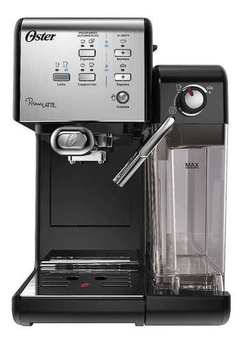 Imagen 1 de 2 de Cafetera Oster PrimaLatte BVSTEM6701 automática acero inoxidable y negra para expreso y cápsulas monodosis 220V